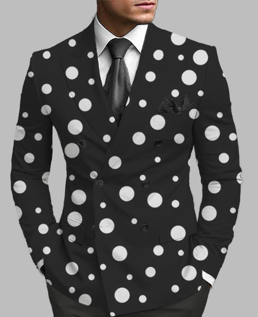 New Men's Printed Posterior Median Split Suit Jacket