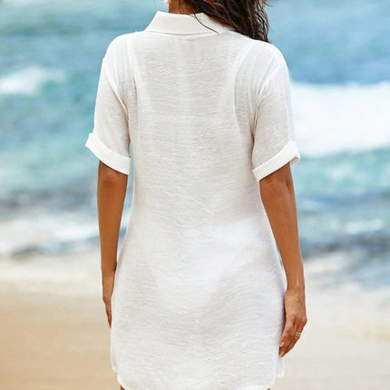 Women's Loose Solid-Color Shirt-Style Casual Dress