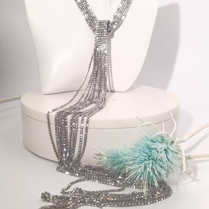 Sparkling Fringe Halter Necklace & Fringe Earring Set