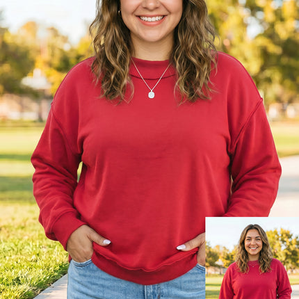 Racing Red Exposed Seam Detail Reversible Double Wear Plus Size Sweatshirt