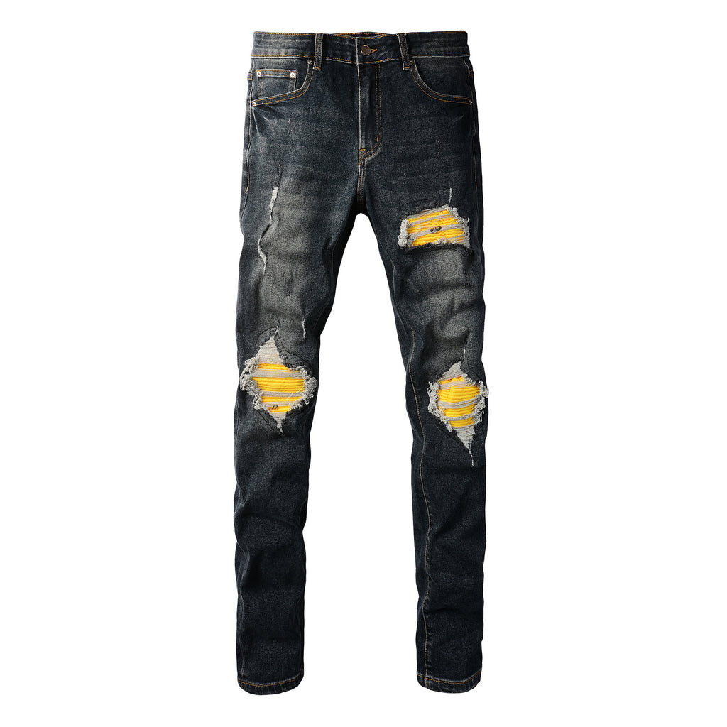 European And American Fashion Street Fashion Close-fitting And Slim-fitting Skinny Jeans