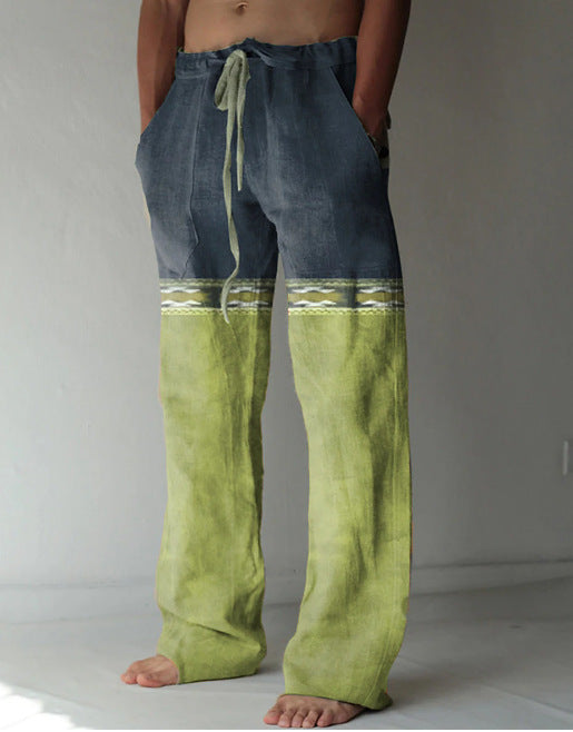 Men's Linen Printed Loose Casual Pants