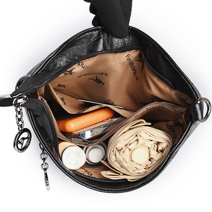 Soft Leather Bucket Bag Women's New Fashion Leather Embossed Large Capacity