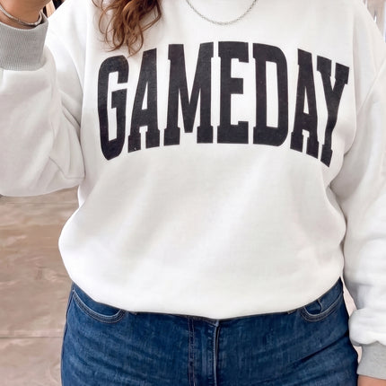 Light Grey GAME DAY/ FOOTBALL Letter Print Reversible Plus Size Sweatshirt