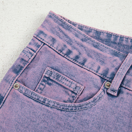 Orchid Petal Vintage Wash Frayed Hem Ankle-length Jeans
