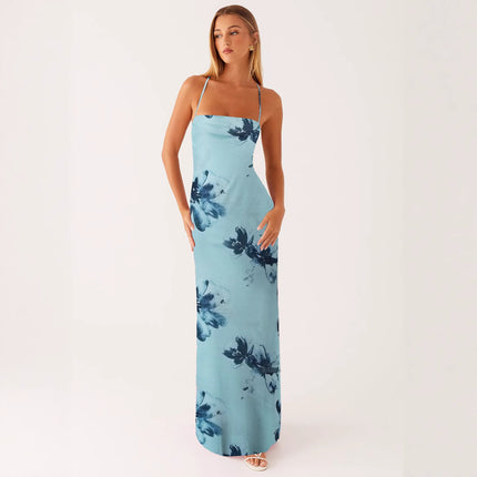 Womens Printed Sleeveless Strap Bodycon Dress