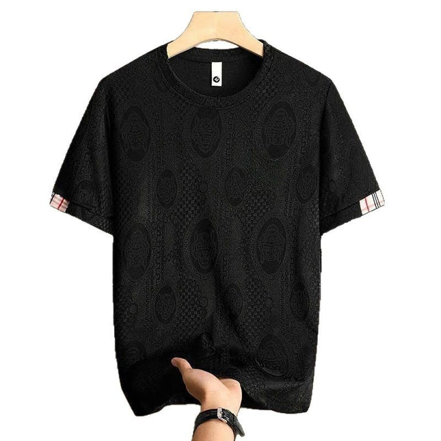 New Ice Silk Men's Short Sleeve All-match Fashion Round Neck