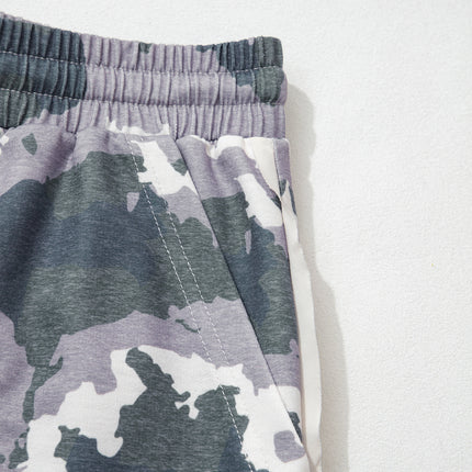 Brown Camo Drawstring Waist Patch Pocket Plus Size Pants