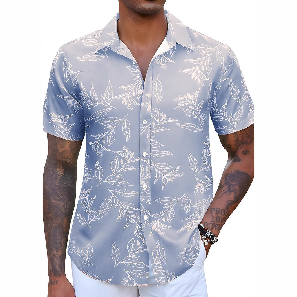 Men's Casual European And American Floral Short-sleeved Shirt