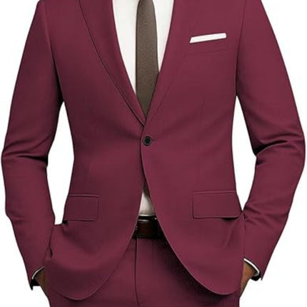 Men's Versatile Solid Color Business Jacket Long Pants Set