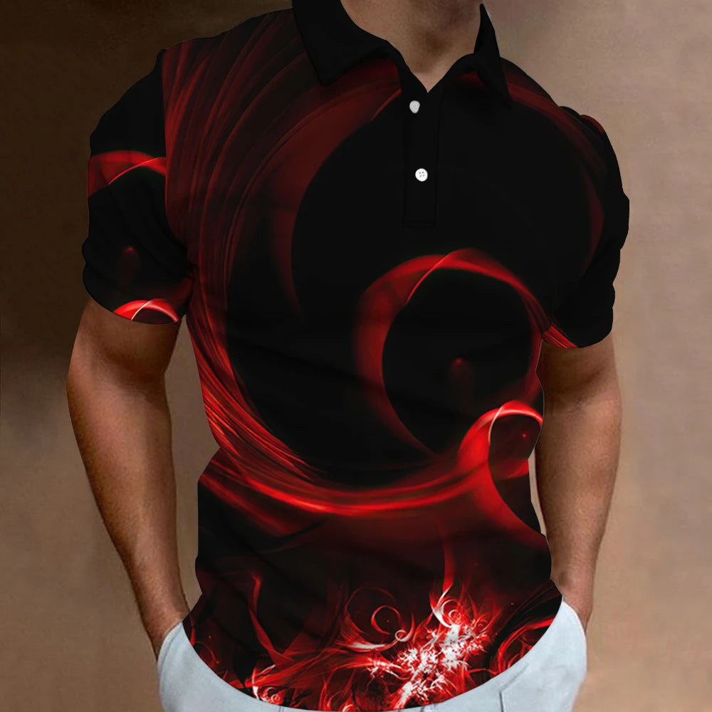 Men's Casual Loose Short Sleeves Plus Size Printed Aurora