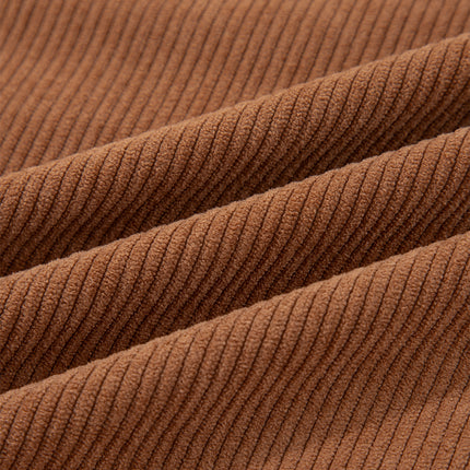 Cinnamon Fleece Lined Buttoned Flap Pockets Corduroy Jacket