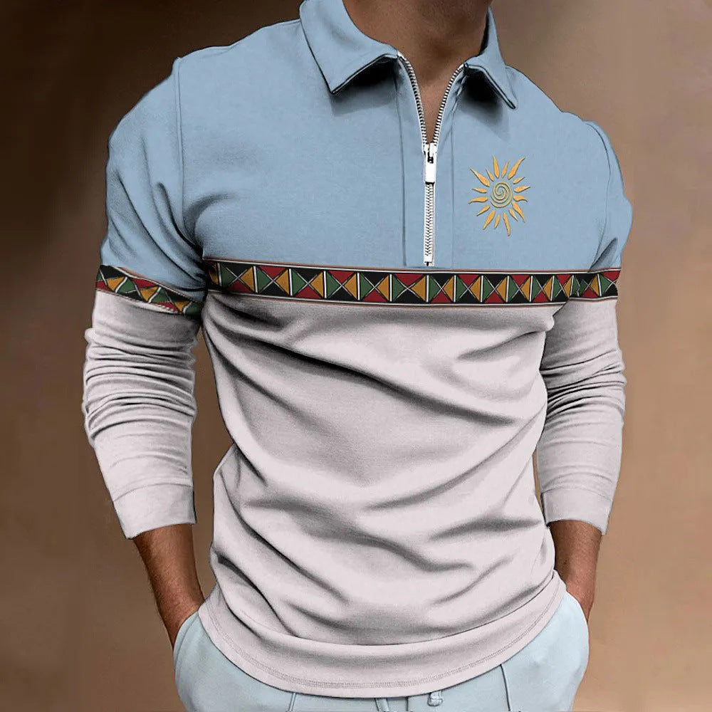 Men's Retro Color Printing Fashion Sports Golf Top Casual T-shirt