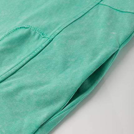 Mint Green Mineral Wash Flower Patchwork Mini T Shirt Dress