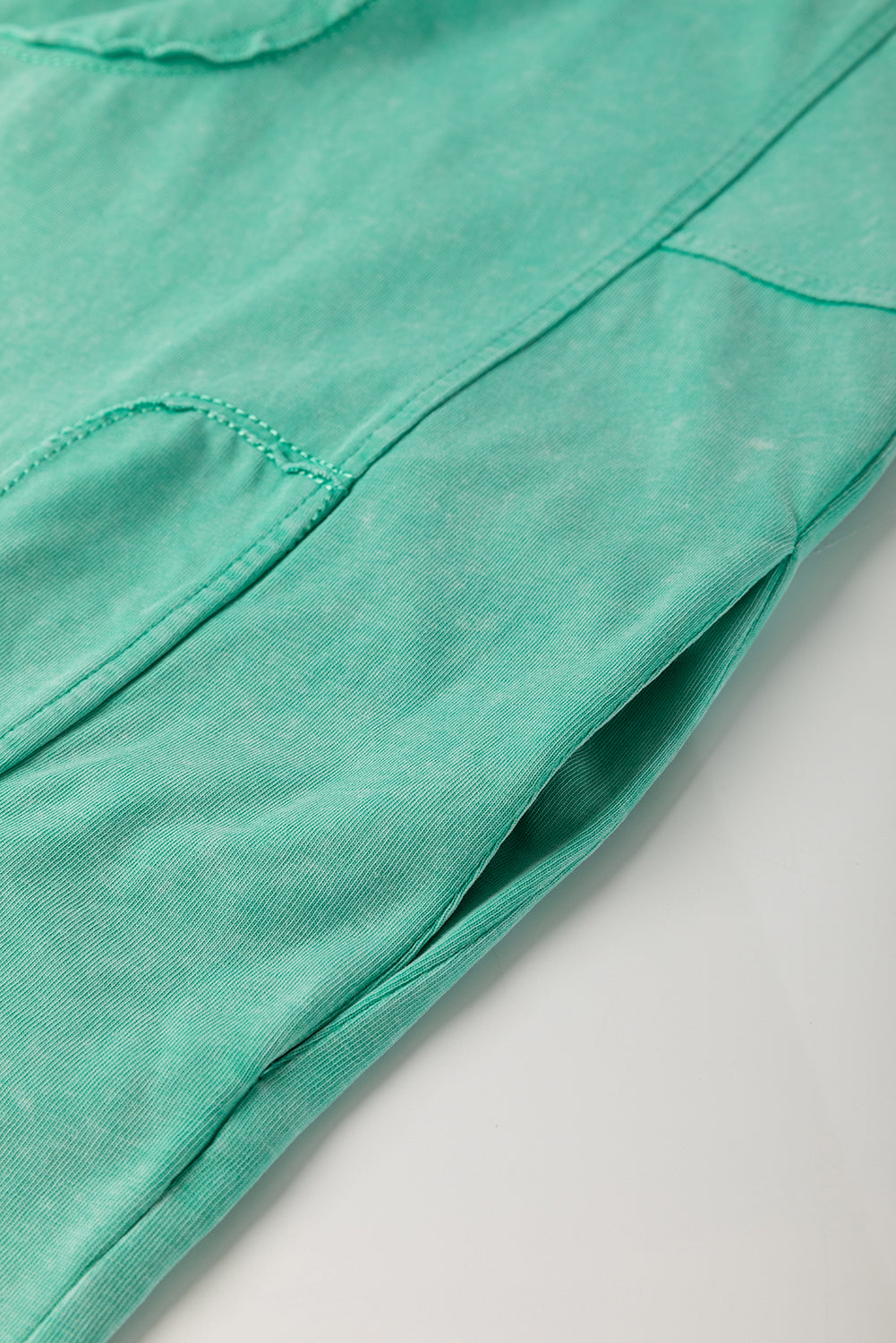 Mint Green Mineral Wash Flower Patchwork Mini T Shirt Dress