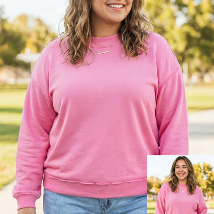 Racing Red Exposed Seam Detail Reversible Double Wear Plus Size Sweatshirt