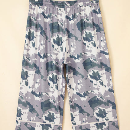 Brown Camo Drawstring Waist Patch Pocket Plus Size Pants