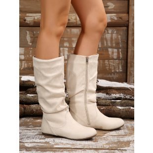 Plus Size Women's Side Zipper Pleated Pile Style Boots
