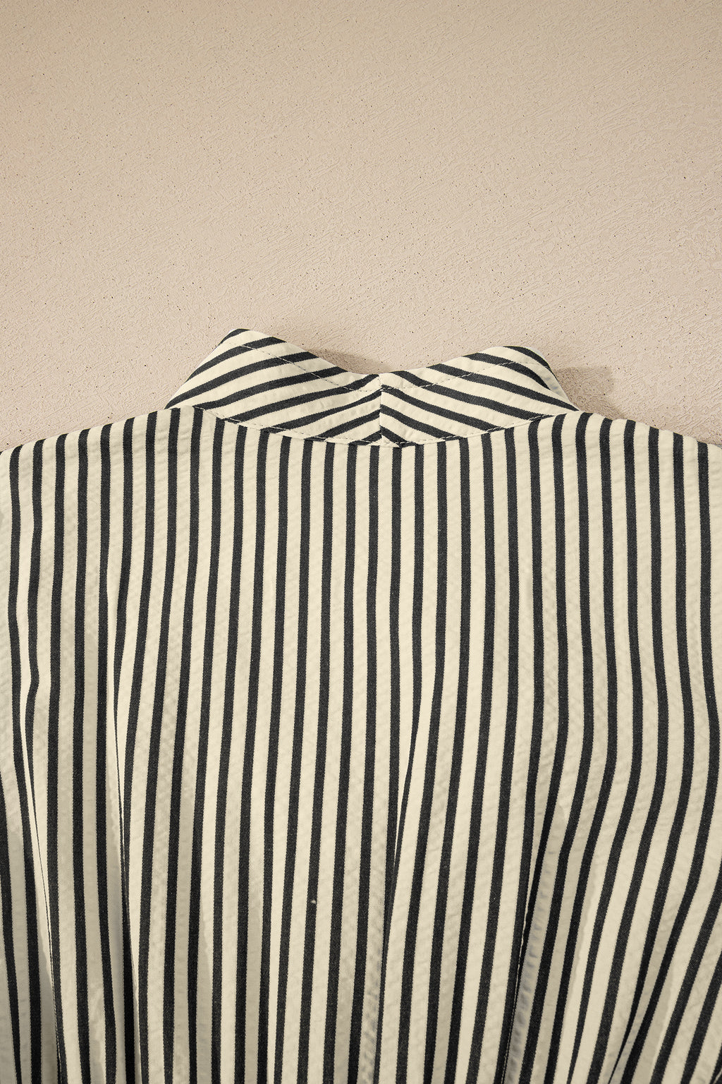 Black Stripe V Neck Zip Front Cinched High Waist Midi Dress