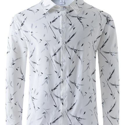 Men's Bronzing Feather Cuff Casual Long-sleeved Shirt
