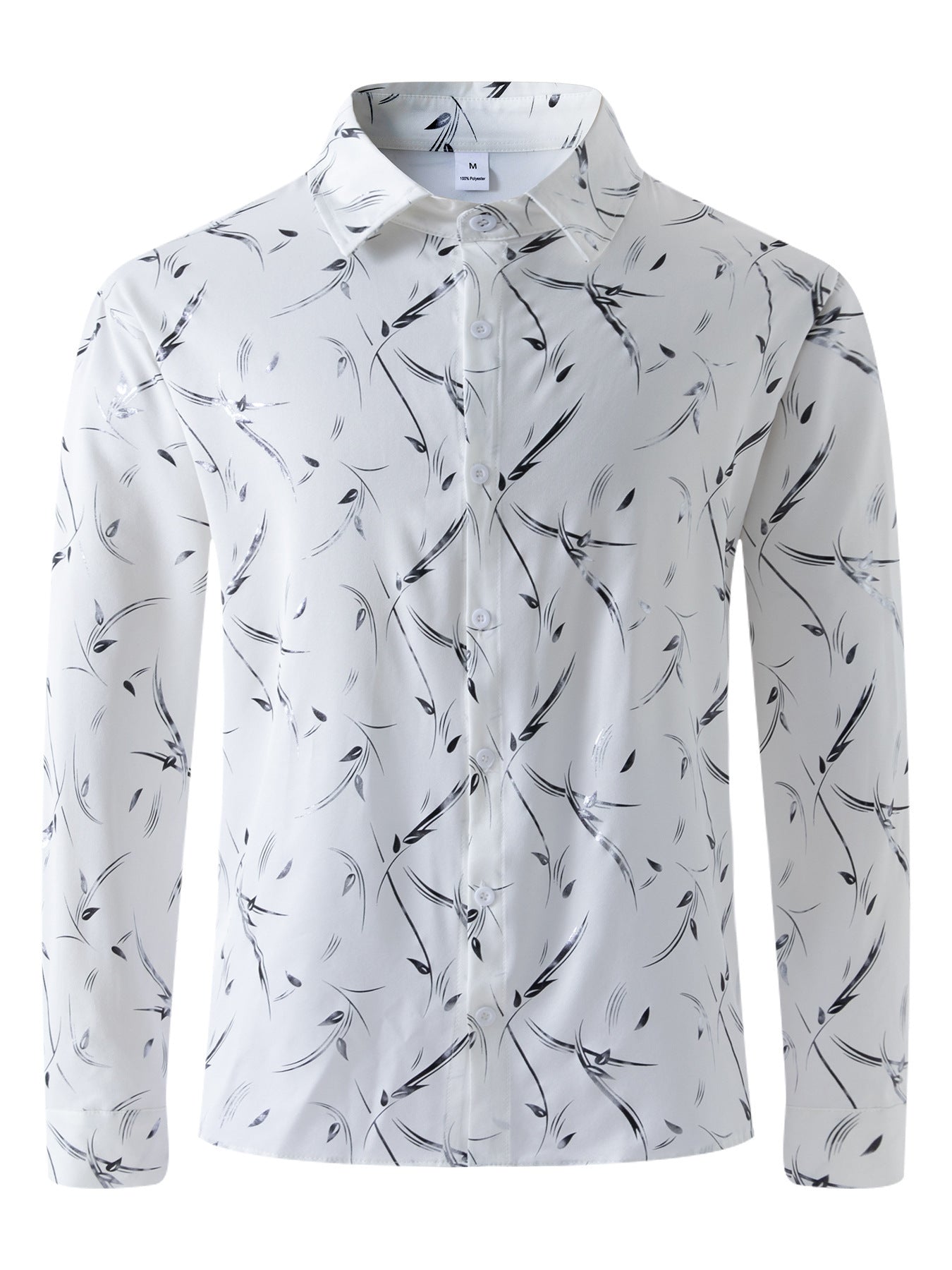 Men's Bronzing Feather Cuff Casual Long-sleeved Shirt