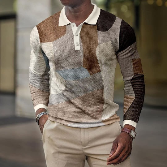 Fashion New Men's 3D Printed Long-sleeved Top