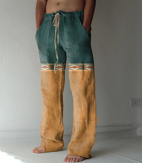 Men's Linen Printed Loose Casual Pants