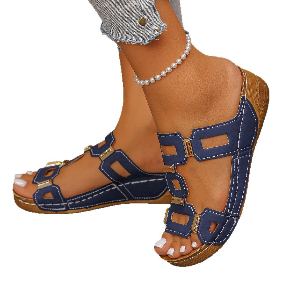 Women's Thick Bottom Fashion European And American Style Solid Color Slippers