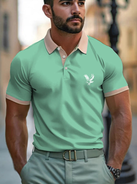 Casual Style Commuter's All-matching Digital Printing Lapel Men's Polo Shirt