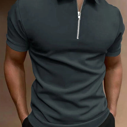 Men's Polo Shirt Solid Color Polo Collar T-shirt Casual Fit Top Men's Clothing