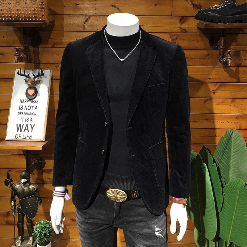 Corduroy Suit Men's Business Slim Fit Casual Small Suit