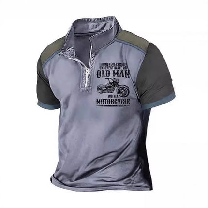 Men's Casual Polo Shirt Lapel Digital Printing Short Sleeve