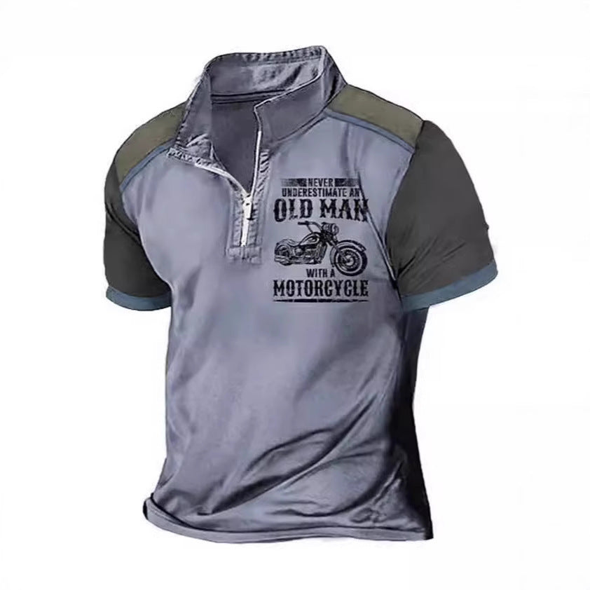 Men's Casual Polo Shirt Lapel Digital Printing Short Sleeve