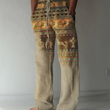 Men's Linen Printed Loose Casual Pants