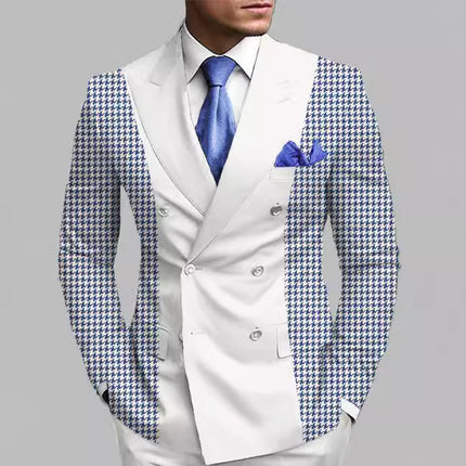 New Men's Printed Posterior Median Split Suit Jacket