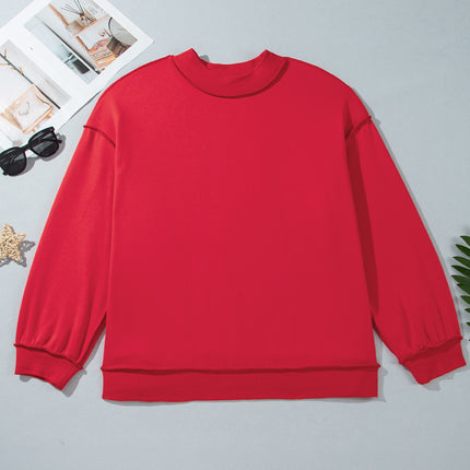 Racing Red Exposed Seam Detail Reversible Double Wear Plus Size Sweatshirt
