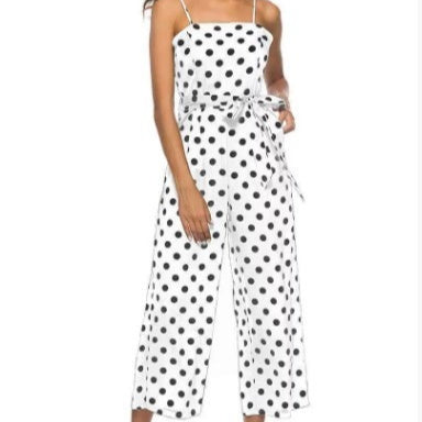 Polka Dot Printing Gallus Siamese Trousers Elegant And Comfortable