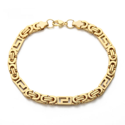 Mens Handmade Single-Link Stainless Steel Titanium Steel Bracelet