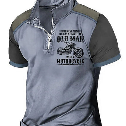 Men's Casual Polo Shirt Lapel Digital Printing Short Sleeve