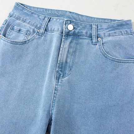 Myosotis Acid Washed High Rise Cropped Wide Leg Jeans