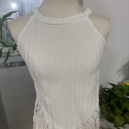 2026  Women's Spring And Summer New Fashion Elegant Tassel Crop Top Slim-Fitting Slimming Navel-Exposing Top