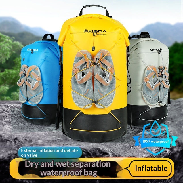 Outdoor Stream-Tracking Backpack With Dry-Wet Separation IPX7 Waterproof Bag