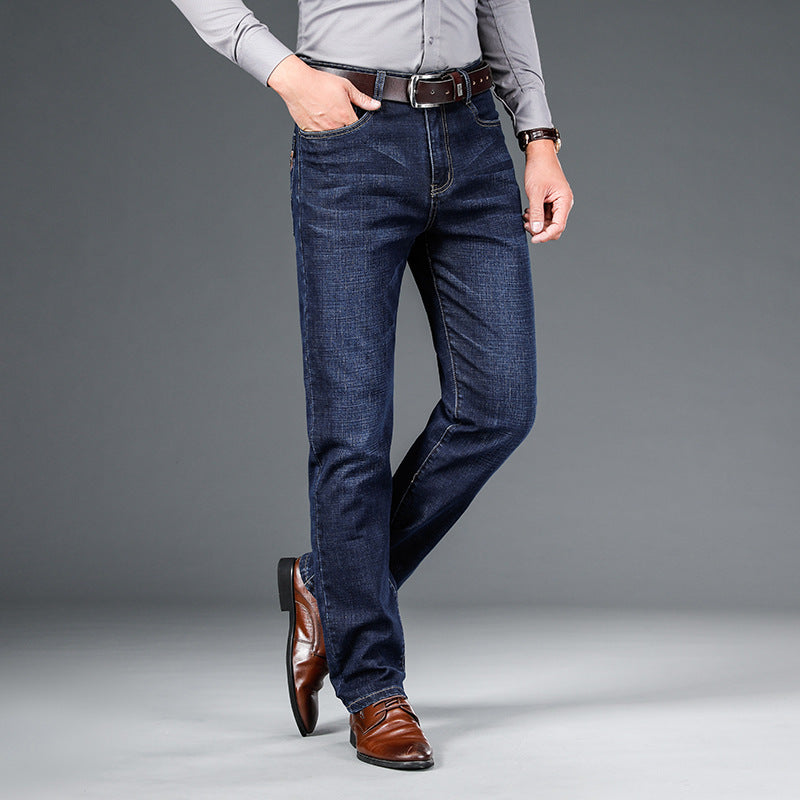 Men's Jeans Straight Loose Elastic Business Trousers