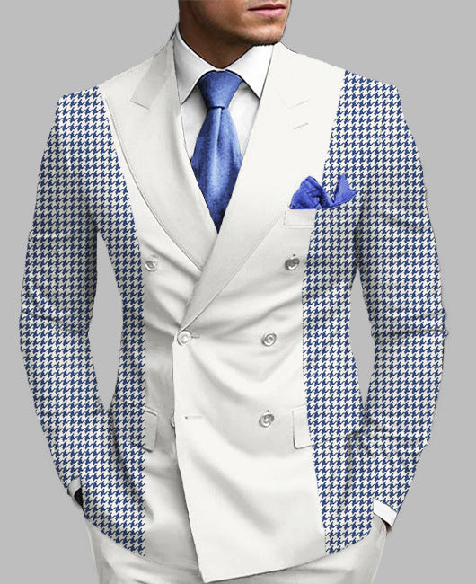 New Men's Printed Posterior Median Split Suit Jacket