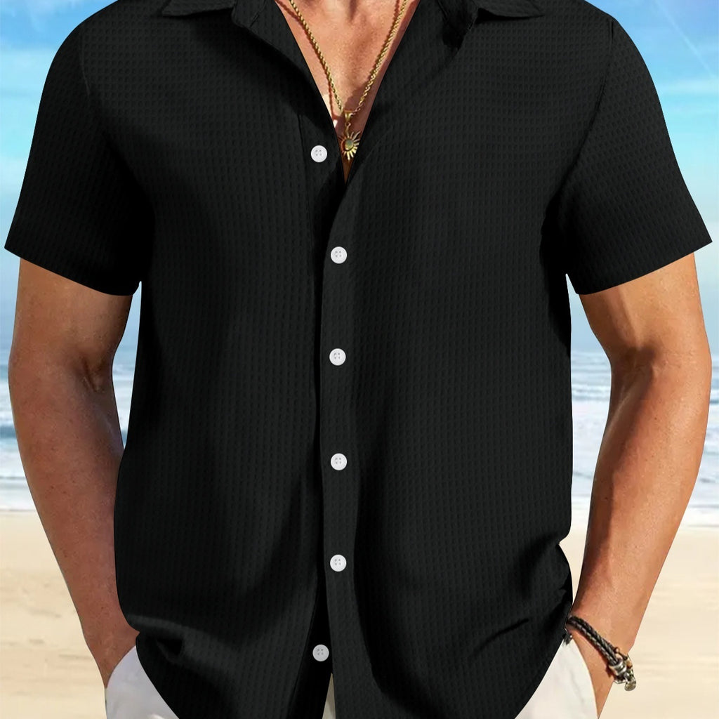 Plaid Colorblock Business Slim Fit Casual Shirt Short Sleeve Shirt