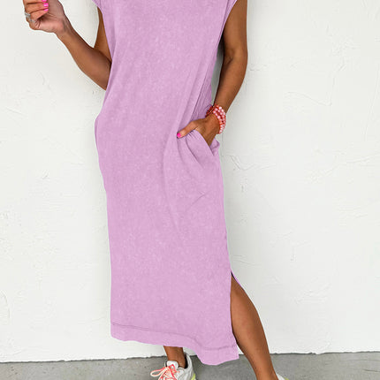 Wisteria Mineral Wash Pocketed T-shirt Long Dress