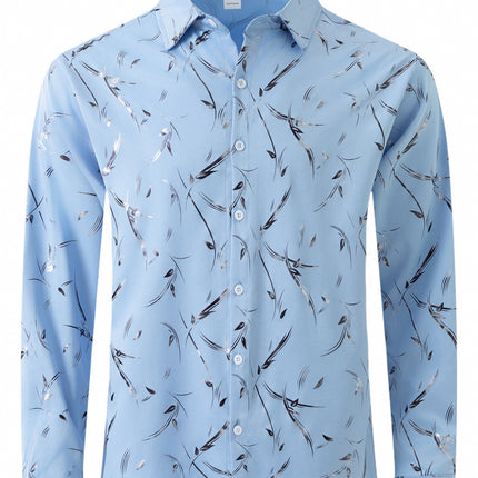 Men's Bronzing Feather Cuff Casual Long-sleeved Shirt