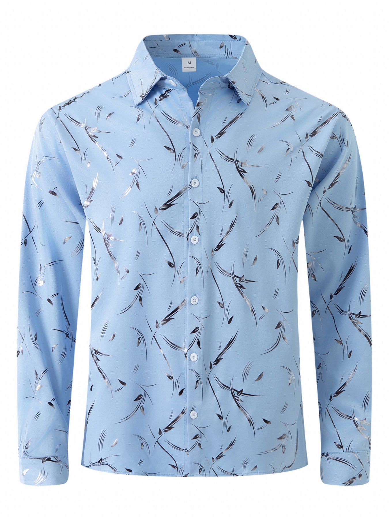 Men's Bronzing Feather Cuff Casual Long-sleeved Shirt