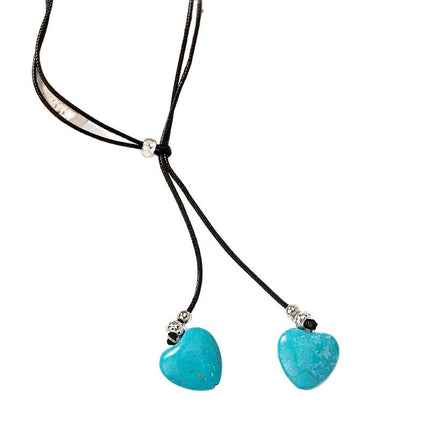 Leather Choker Long Necklace And Earrings Set For Women