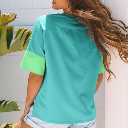 Aruba Blue Frayed Denim Star Patched Oversize T Shirt